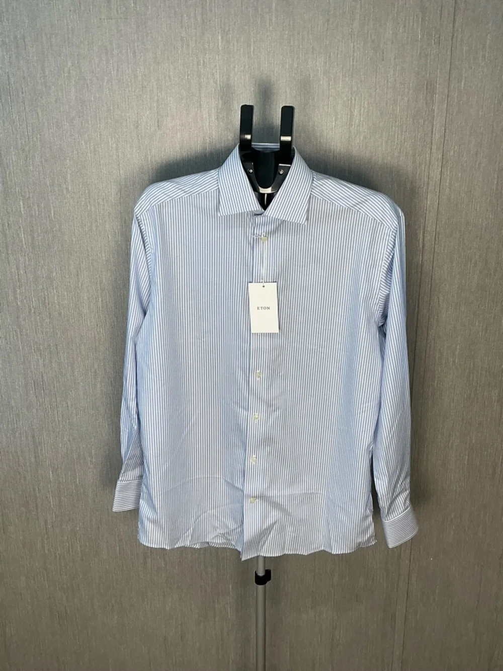 Eton Light Blue Fine-Stripe Men's Dress Shirt Neck Size 40/15 3/4 - Picture 8 of 16